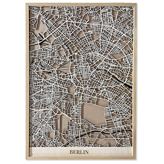 Berlin Träkarta - Stilren Stadstavla