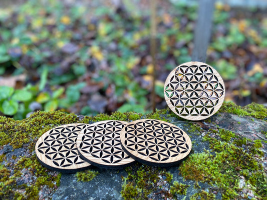 Underlägg Flower of Life i Trä